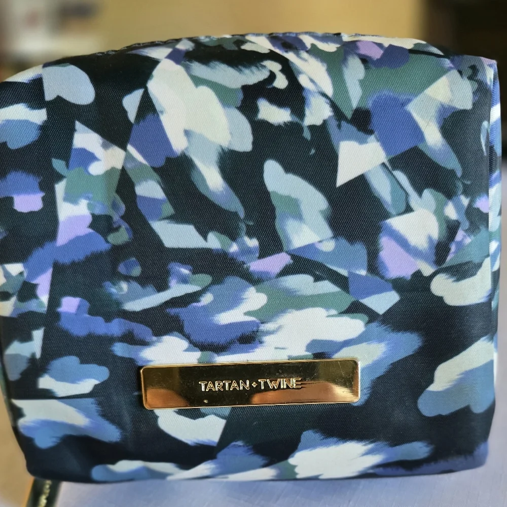 Tartan + Twine Cosmetic Bag Makeup Toiletry Small Travel Pouch Navy Multi